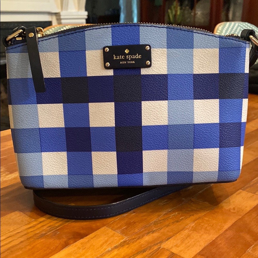 Kate Spade Blue Checkered Women's Crossbody Bag